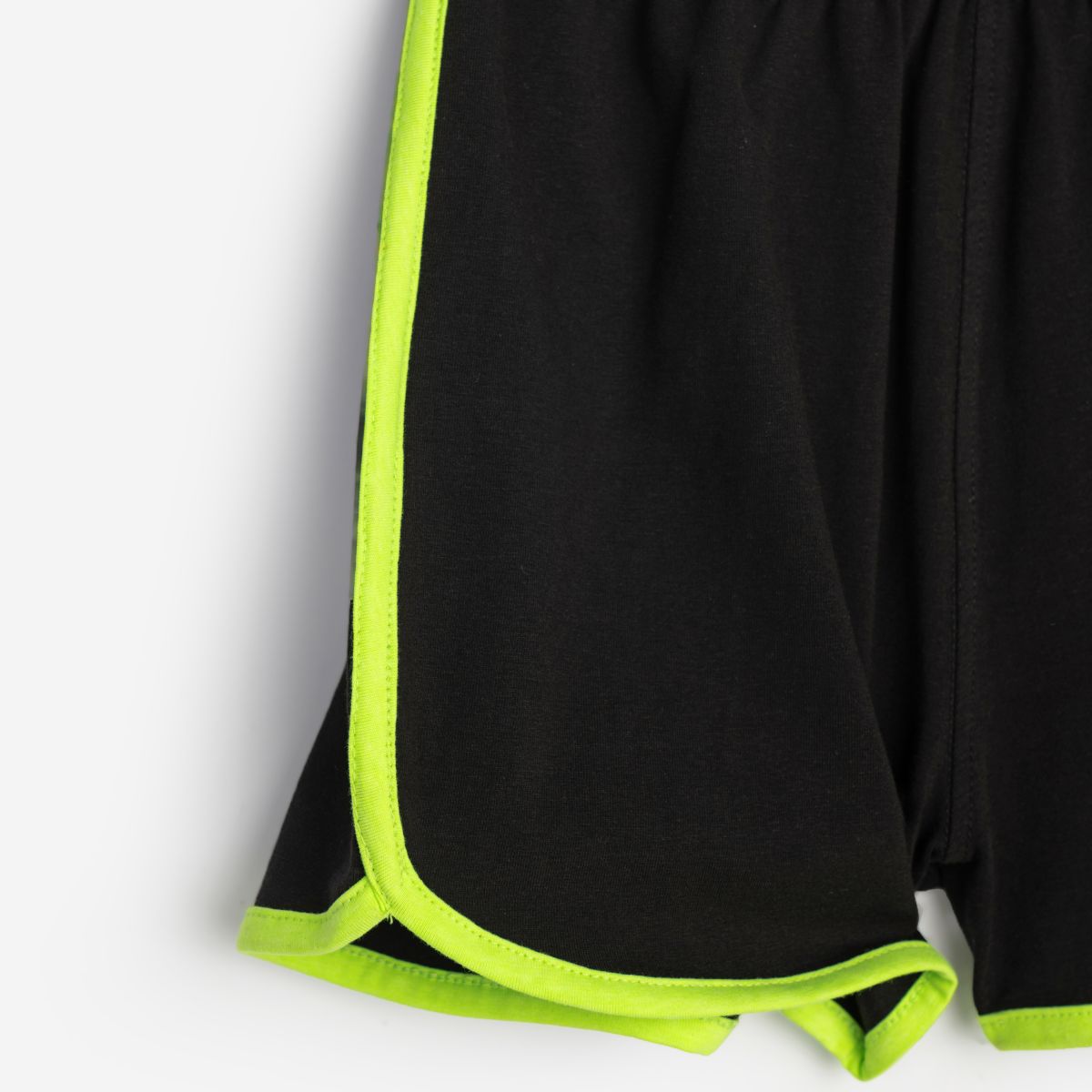 Σετ σορτς μακό κορίτσι φωσφορούχο lime/μαύρο | Alegria Fashion