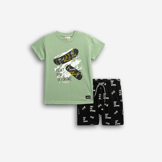 Σετ μακό λαχανί/μαύρο για αγόρι| Alegria Fashion