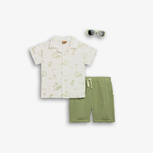 Σετ 3 τμχ εκρού/χακί για αγόρι| Alegria Fashion