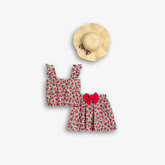 Σετ 3 τμχ φουξ φλοράλ για κορίτσι| Alegria Fashion