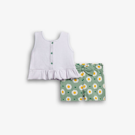 Σετ μακό λευκό/φυστικί για κορίτσι| Alegria Fashion