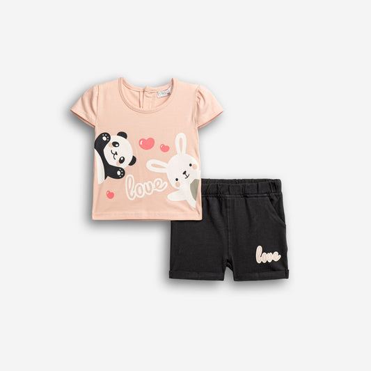 Σετ μακό ροζ/ανθρακί για κορίτσι| Alegria Fashion